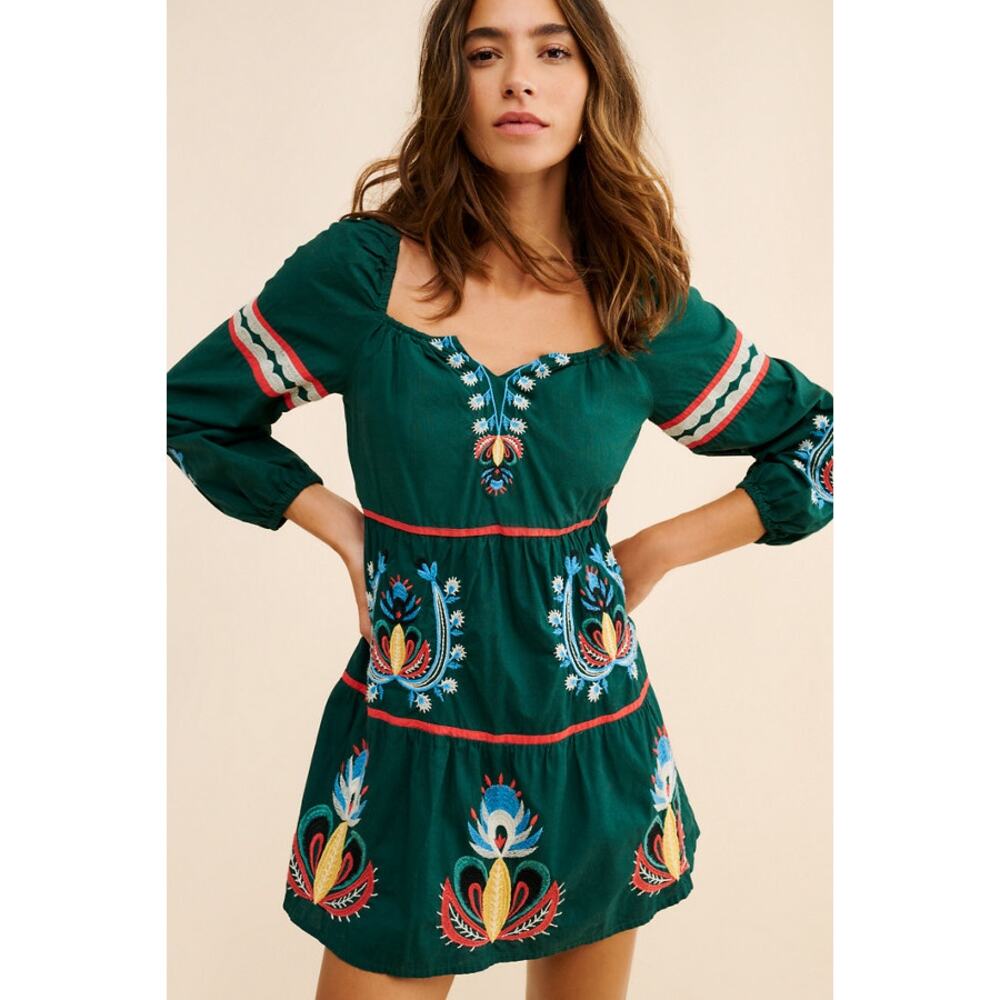 Let Me Be Anthropologie Embroidered Tunic Dress NWT